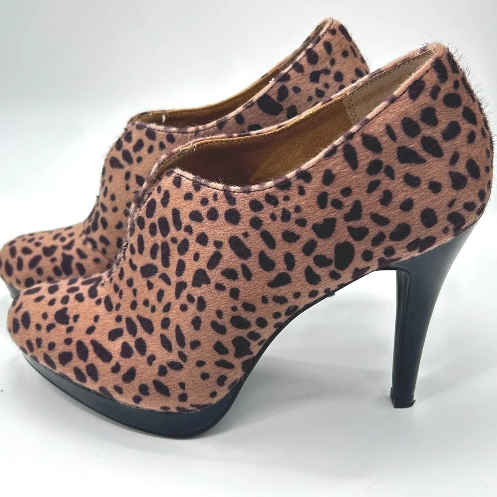 Style & Co Leopard Print Faux Calf Hair‎ Platform Stiletto Booties 8.5 Mob Wife